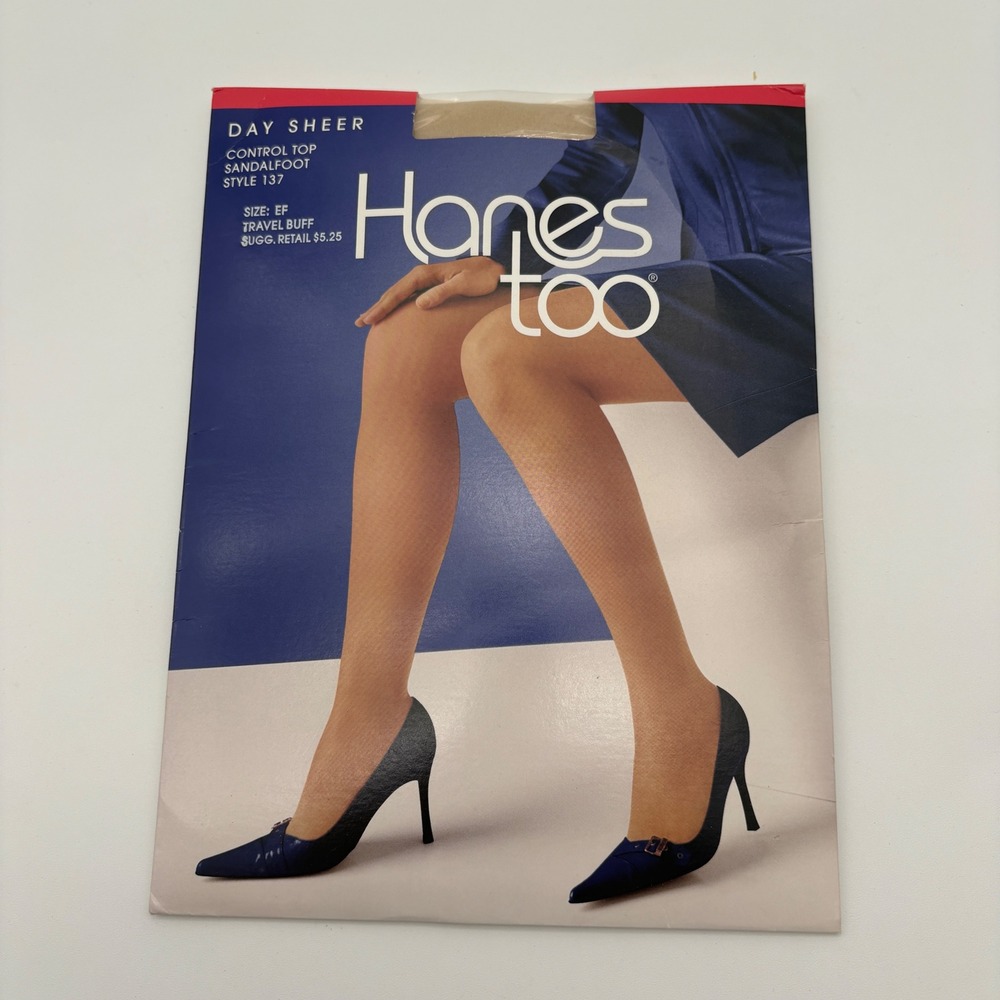 Hanes Too Day Sheer Control Top Sandalfoot Pantyhose Travel Buff Size EF 137